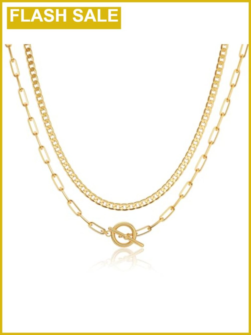 14K Gold Plated Layered Chain Necklace Set for Women